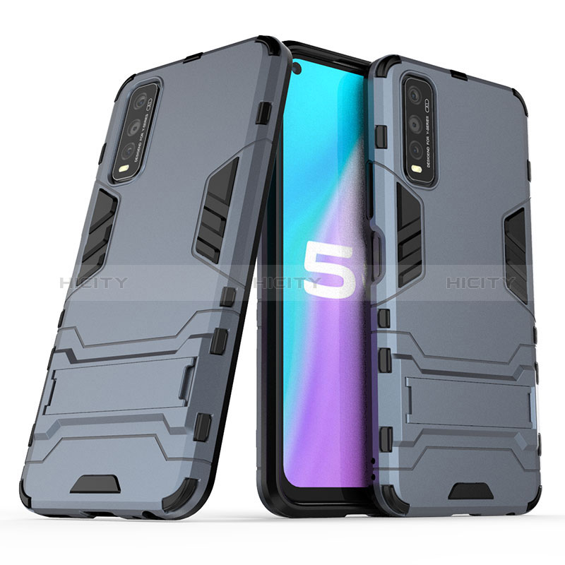 Funda Bumper Silicona y Plastico Mate Carcasa con Soporte para Vivo Y70t 5G