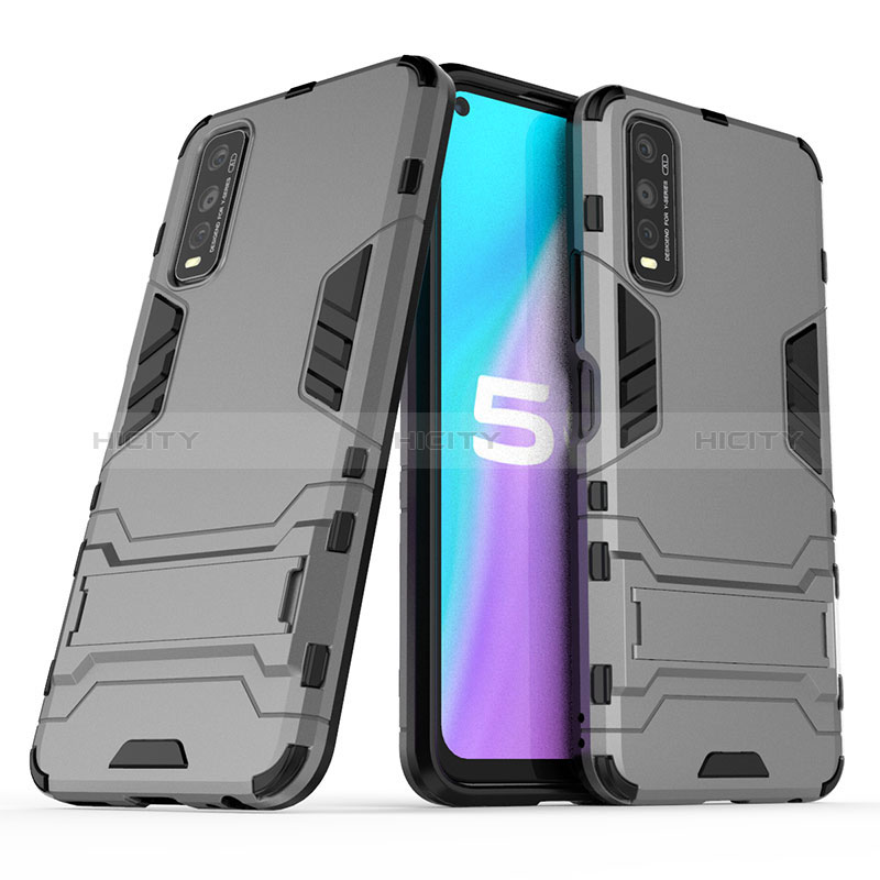 Funda Bumper Silicona y Plastico Mate Carcasa con Soporte para Vivo Y70t 5G