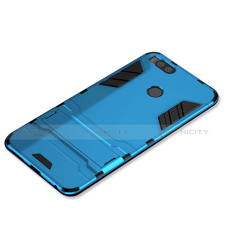 Funda Bumper Silicona y Plastico Mate Carcasa con Soporte para Xiaomi Mi 5X Azul Cielo