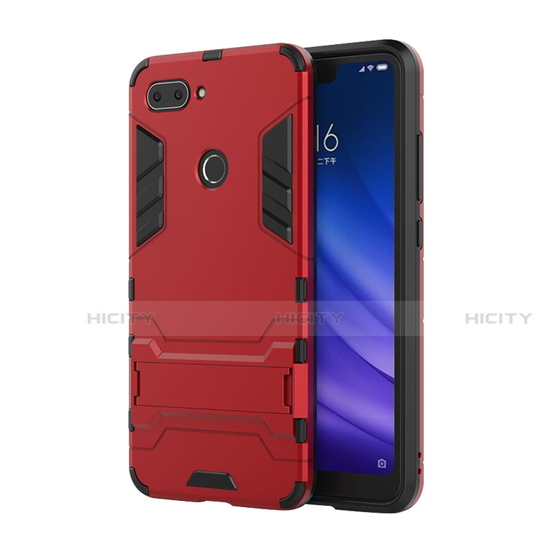 Funda Bumper Silicona y Plastico Mate Carcasa con Soporte para Xiaomi Mi 8 Lite