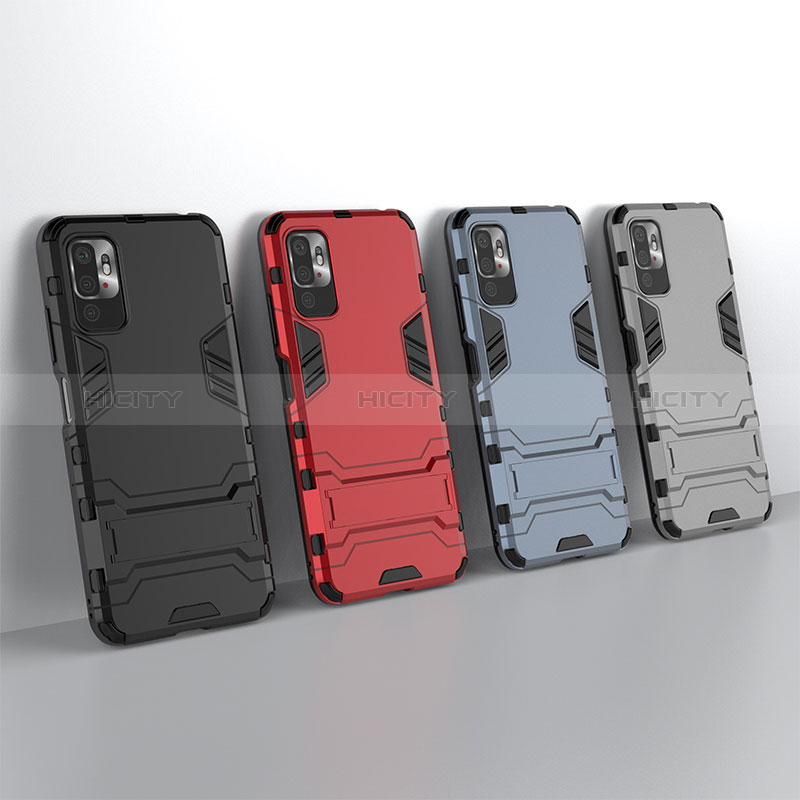 Funda Bumper Silicona y Plastico Mate Carcasa con Soporte para Xiaomi POCO M3 Pro 5G