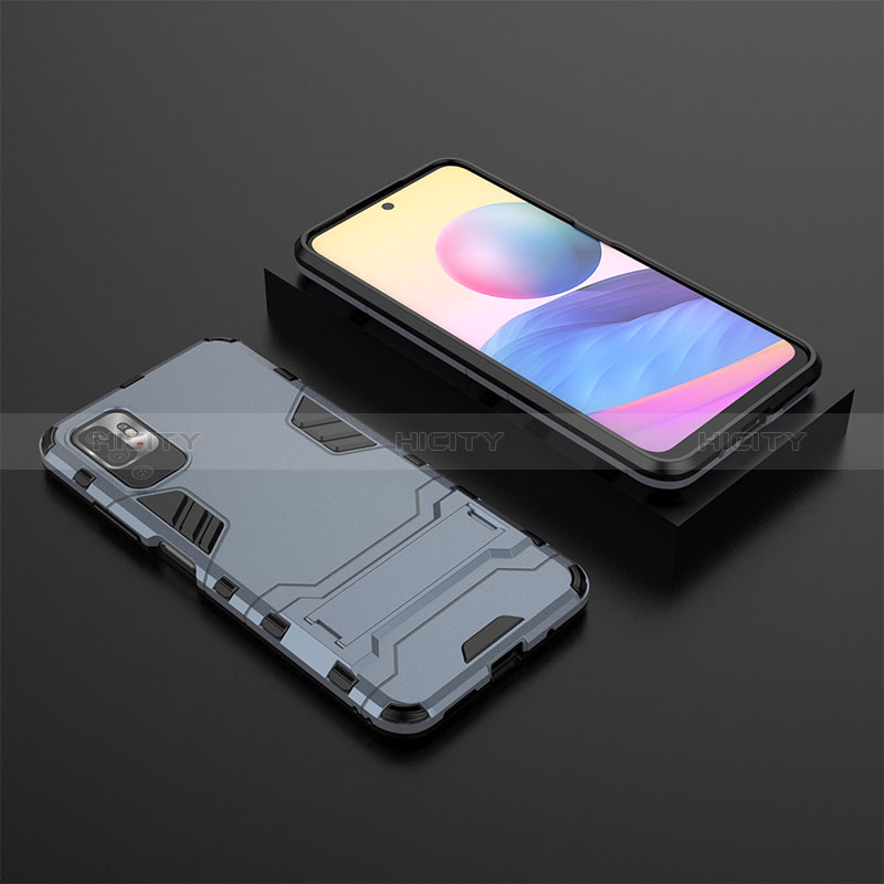 Funda Bumper Silicona y Plastico Mate Carcasa con Soporte para Xiaomi POCO M3 Pro 5G