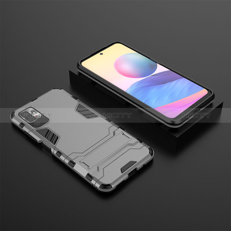 Funda Bumper Silicona y Plastico Mate Carcasa con Soporte para Xiaomi POCO M3 Pro 5G