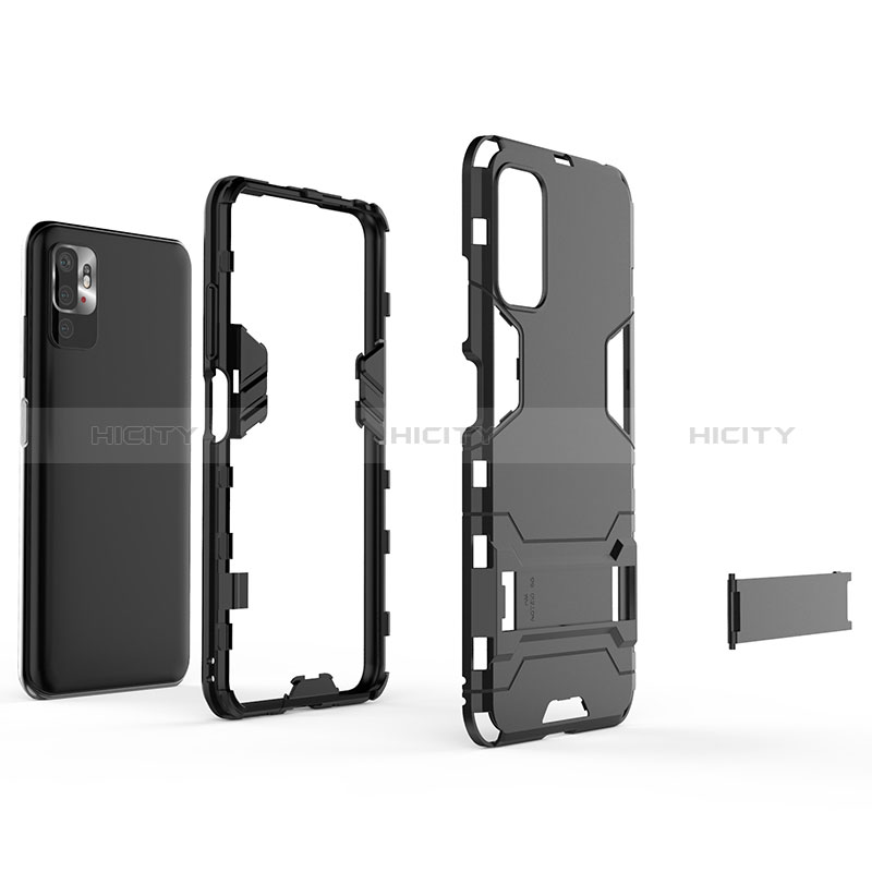 Funda Bumper Silicona y Plastico Mate Carcasa con Soporte para Xiaomi POCO M3 Pro 5G