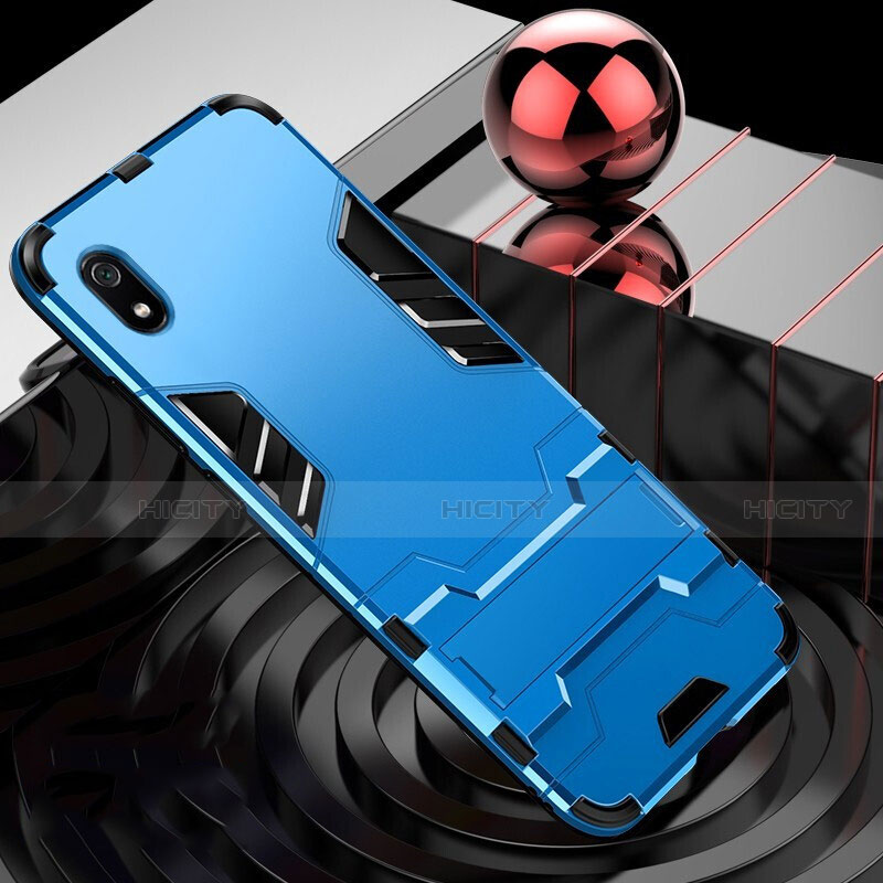 Funda Bumper Silicona y Plastico Mate Carcasa con Soporte para Xiaomi Redmi 7A Azul Cielo