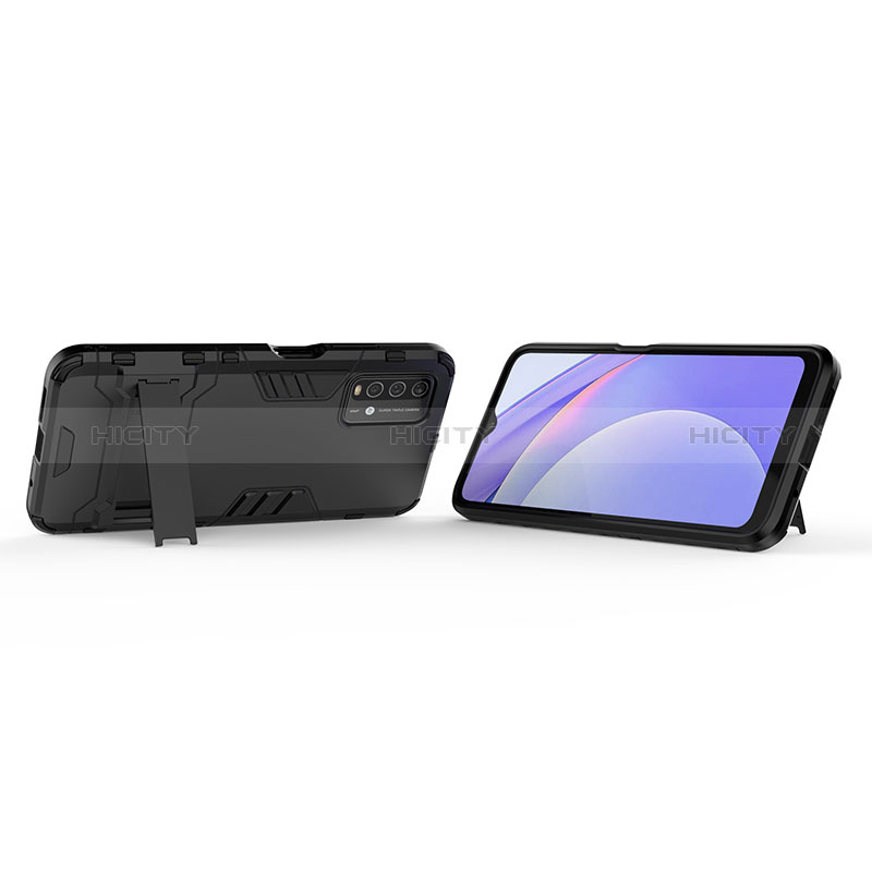 Funda Bumper Silicona y Plastico Mate Carcasa con Soporte para Xiaomi Redmi 9 Power