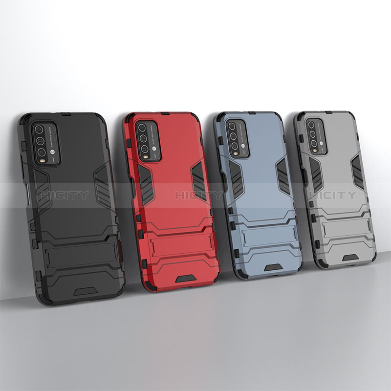 Funda Bumper Silicona y Plastico Mate Carcasa con Soporte para Xiaomi Redmi 9 Power