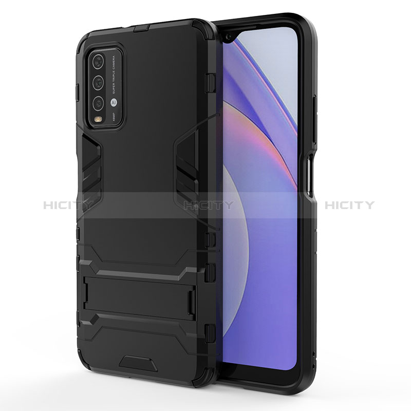 Funda Bumper Silicona y Plastico Mate Carcasa con Soporte para Xiaomi Redmi 9 Power