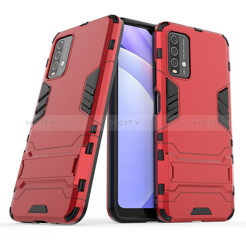 Funda Bumper Silicona y Plastico Mate Carcasa con Soporte para Xiaomi Redmi 9 Power