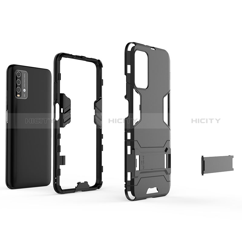 Funda Bumper Silicona y Plastico Mate Carcasa con Soporte para Xiaomi Redmi 9 Power