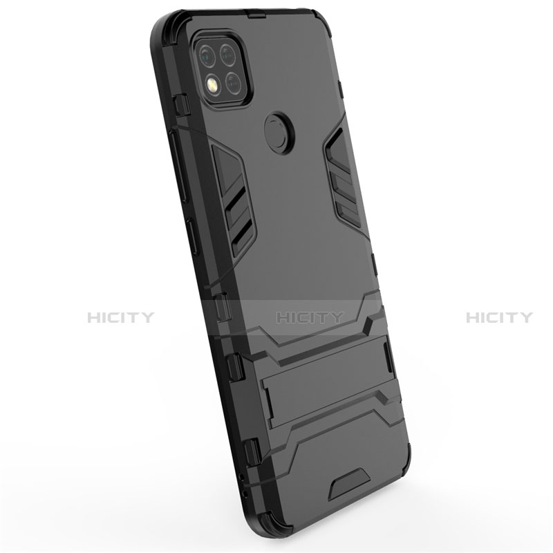 Funda Bumper Silicona y Plastico Mate Carcasa con Soporte para Xiaomi Redmi 9C NFC