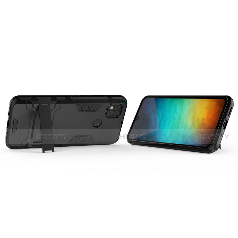 Funda Bumper Silicona y Plastico Mate Carcasa con Soporte para Xiaomi Redmi 9C NFC