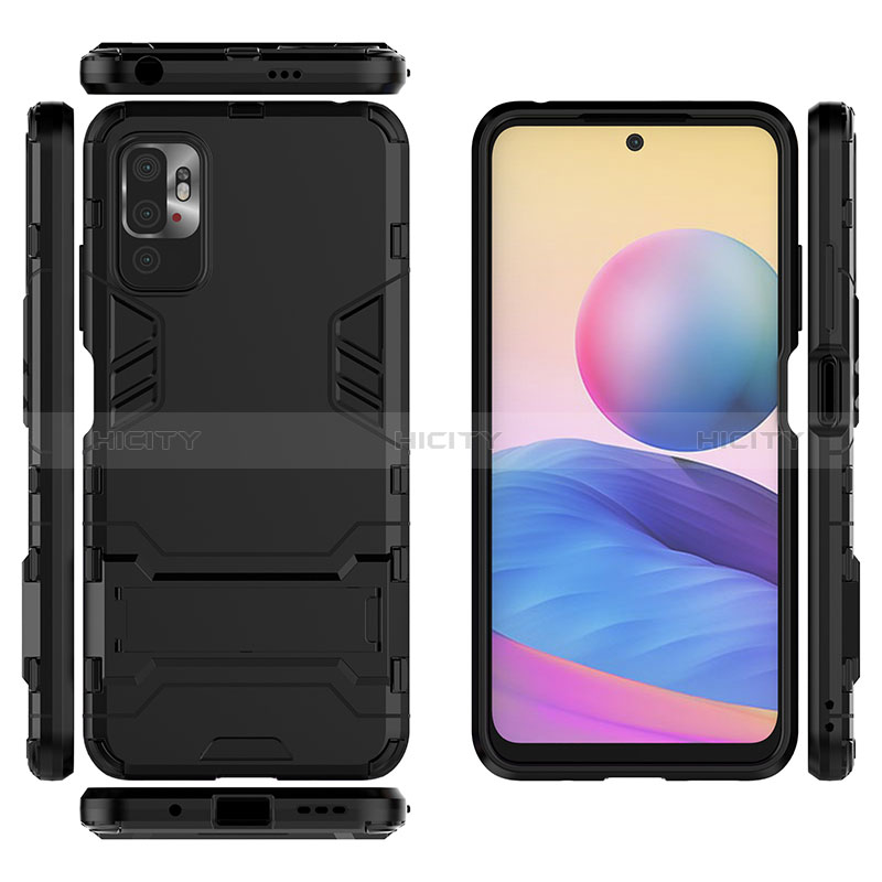 Funda Bumper Silicona y Plastico Mate Carcasa con Soporte para Xiaomi Redmi Note 10 5G