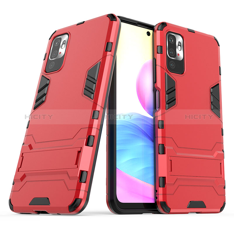 Funda Bumper Silicona y Plastico Mate Carcasa con Soporte para Xiaomi Redmi Note 10 5G