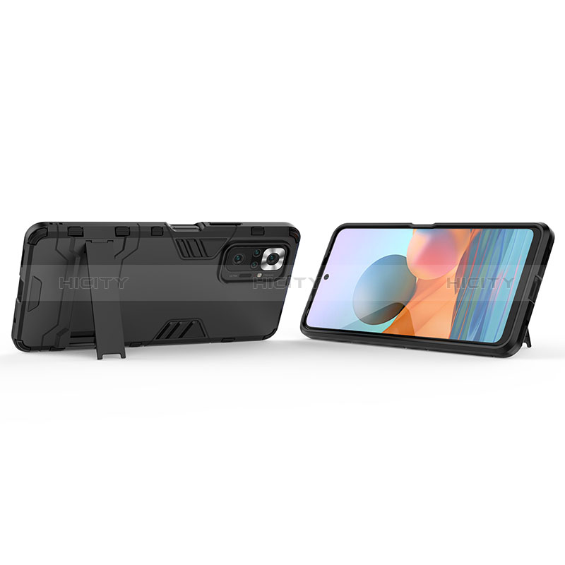 Funda Bumper Silicona y Plastico Mate Carcasa con Soporte para Xiaomi Redmi Note 10 Pro 4G