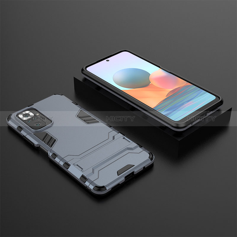 Funda Bumper Silicona y Plastico Mate Carcasa con Soporte para Xiaomi Redmi Note 10 Pro 4G