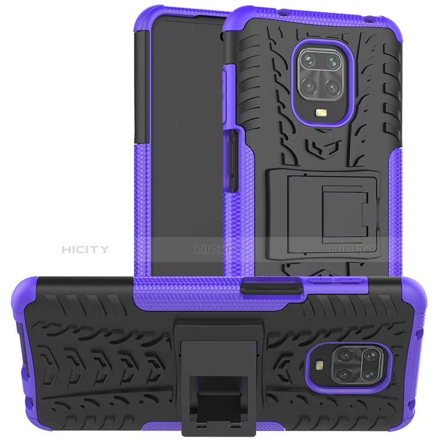 Funda Bumper Silicona y Plastico Mate Carcasa con Soporte para Xiaomi Redmi Note 9 Pro Max