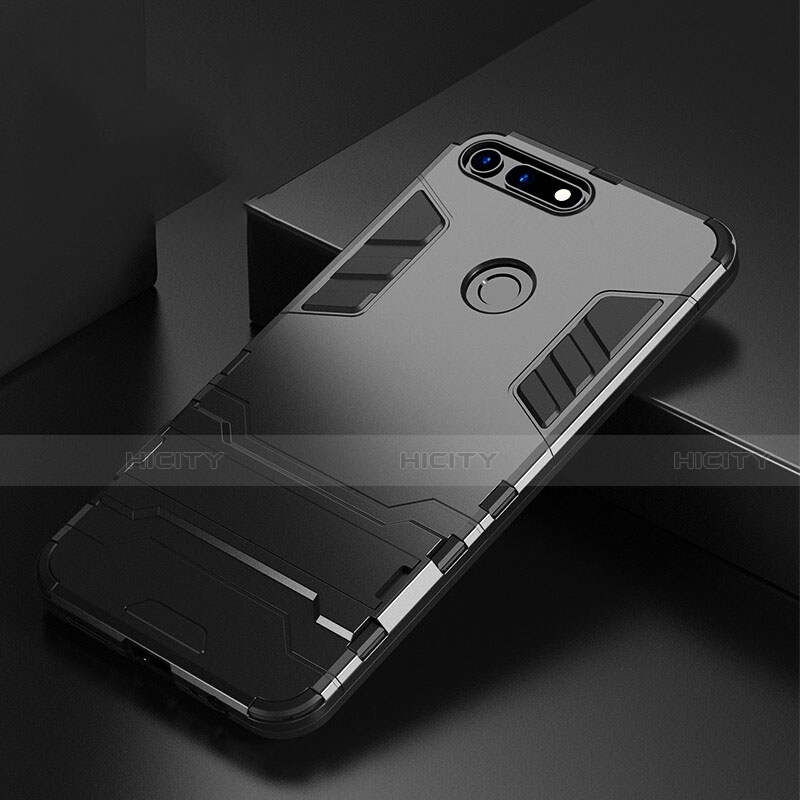 Funda Bumper Silicona y Plastico Mate Carcasa con Soporte R01 para Huawei Honor V20