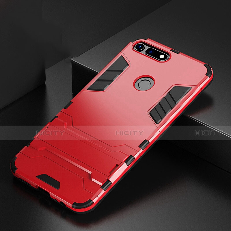 Funda Bumper Silicona y Plastico Mate Carcasa con Soporte R01 para Huawei Honor V20