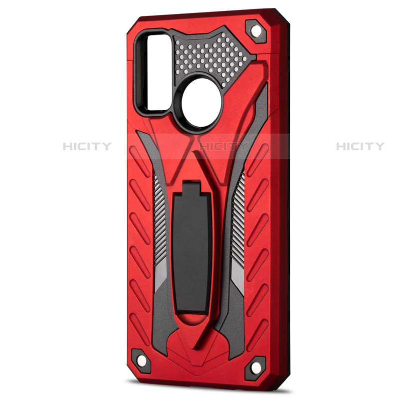 Funda Bumper Silicona y Plastico Mate Carcasa con Soporte R01 para Huawei Nova Lite 3 Plus Rojo