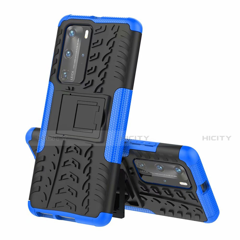 Funda Bumper Silicona y Plastico Mate Carcasa con Soporte R01 para Huawei P40 Pro