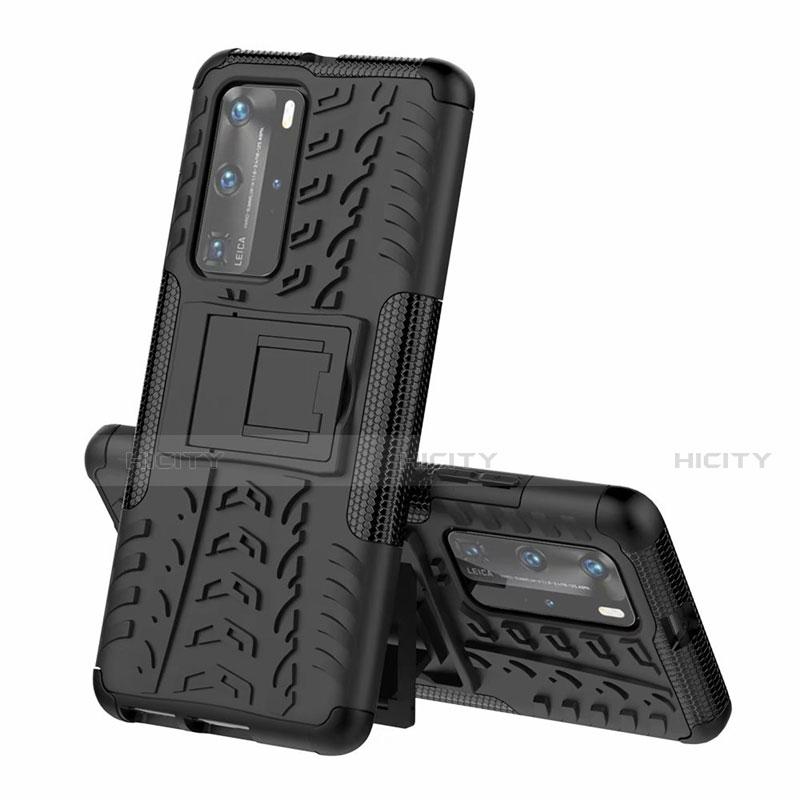 Funda Bumper Silicona y Plastico Mate Carcasa con Soporte R01 para Huawei P40 Pro