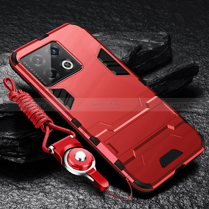 Funda Bumper Silicona y Plastico Mate Carcasa con Soporte R01 para OnePlus 10 Pro 5G