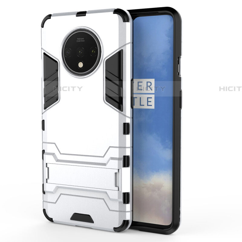 Funda Bumper Silicona y Plastico Mate Carcasa con Soporte R01 para OnePlus 7T