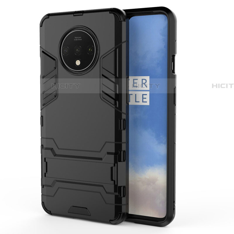 Funda Bumper Silicona y Plastico Mate Carcasa con Soporte R01 para OnePlus 7T