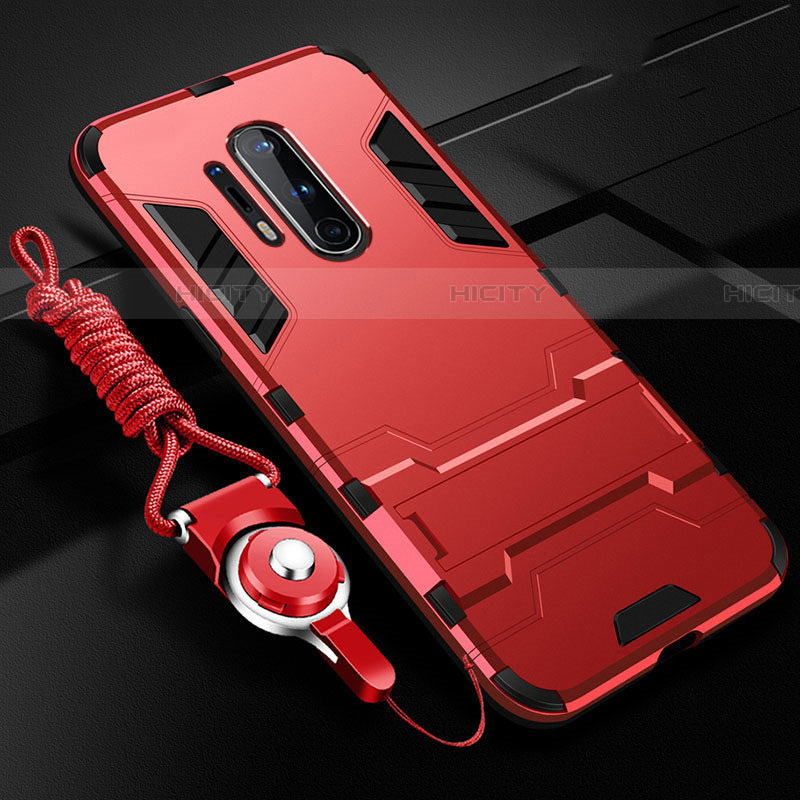 Funda Bumper Silicona y Plastico Mate Carcasa con Soporte R01 para OnePlus 8 Pro