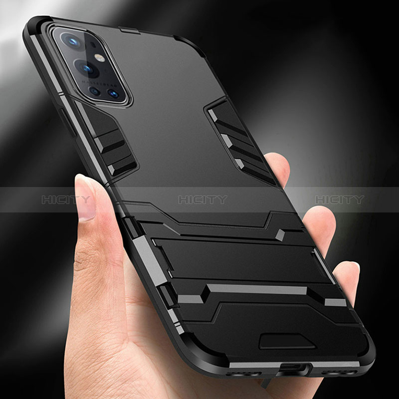 Funda Bumper Silicona y Plastico Mate Carcasa con Soporte R01 para OnePlus 9 Pro 5G