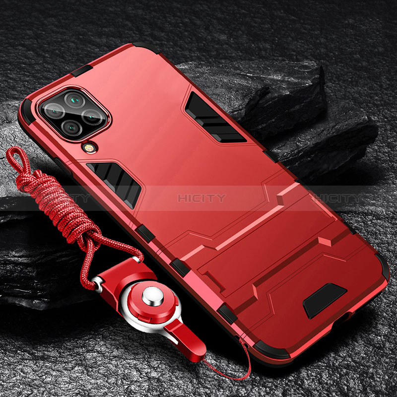 Funda Bumper Silicona y Plastico Mate Carcasa con Soporte R01 para Samsung Galaxy A12