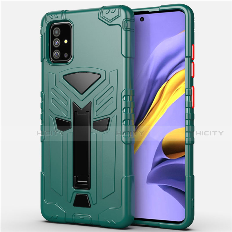 Funda Bumper Silicona y Plastico Mate Carcasa con Soporte R01 para Samsung Galaxy A51 5G Verde