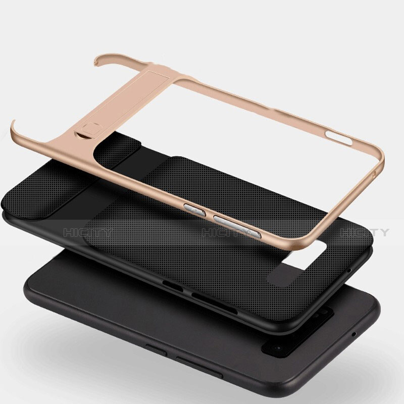 Funda Bumper Silicona y Plastico Mate Carcasa con Soporte R01 para Samsung Galaxy S10 5G