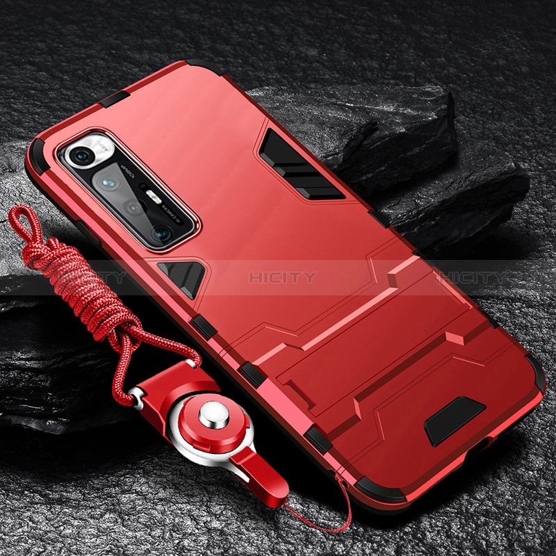 Funda Bumper Silicona y Plastico Mate Carcasa con Soporte R01 para Xiaomi Mi 10S 5G