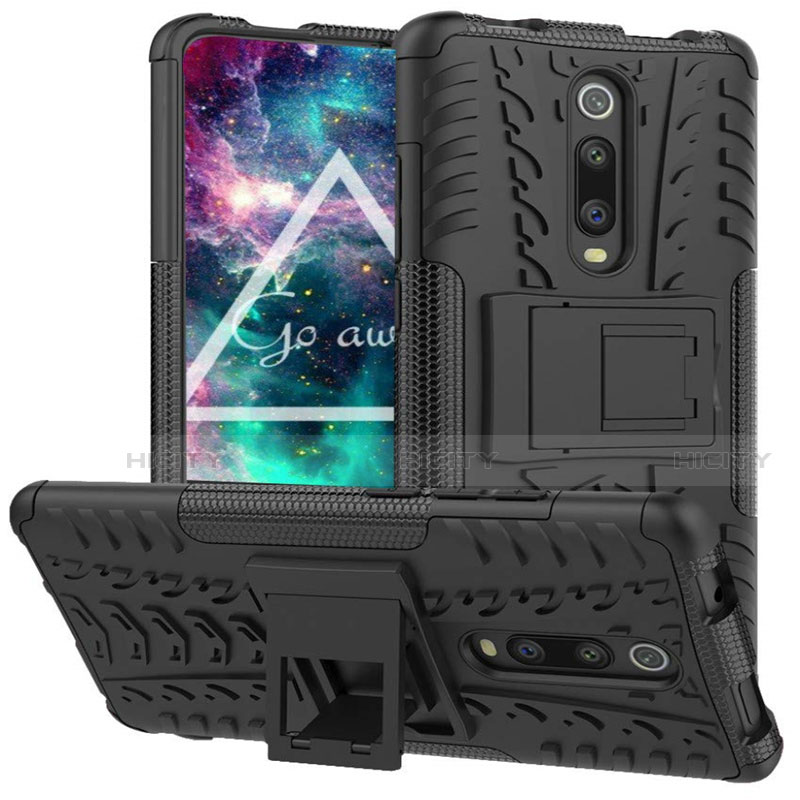 Funda Bumper Silicona y Plastico Mate Carcasa con Soporte R01 para Xiaomi Mi 9T