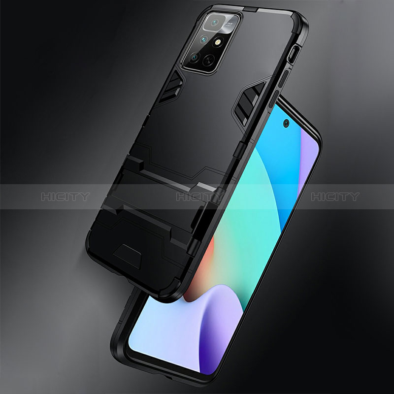 Funda Bumper Silicona y Plastico Mate Carcasa con Soporte R01 para Xiaomi Poco M4 Pro 5G