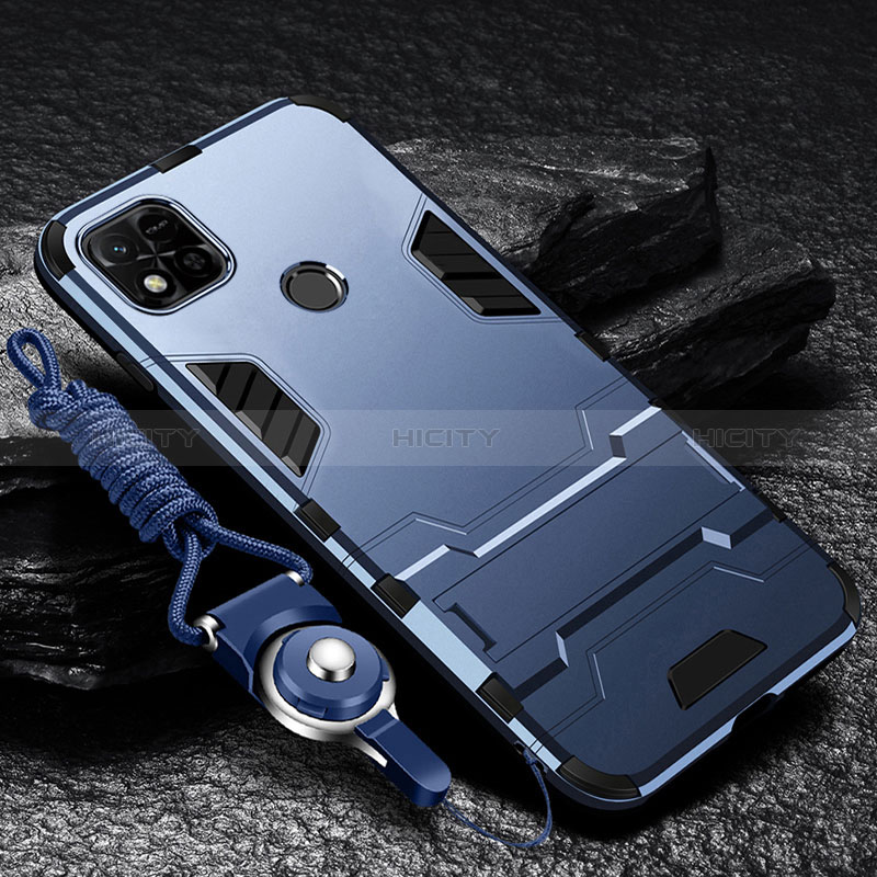 Funda Bumper Silicona y Plastico Mate Carcasa con Soporte R01 para Xiaomi Redmi 9 Activ