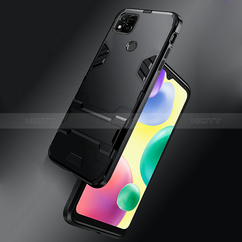 Funda Bumper Silicona y Plastico Mate Carcasa con Soporte R01 para Xiaomi Redmi 9 Activ