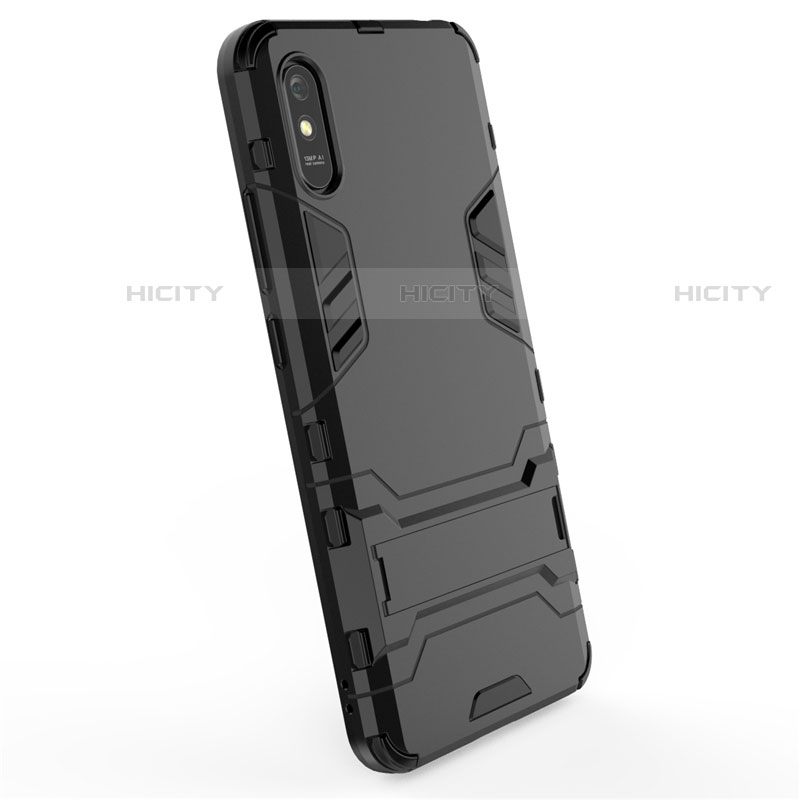 Funda Bumper Silicona y Plastico Mate Carcasa con Soporte R01 para Xiaomi Redmi 9A