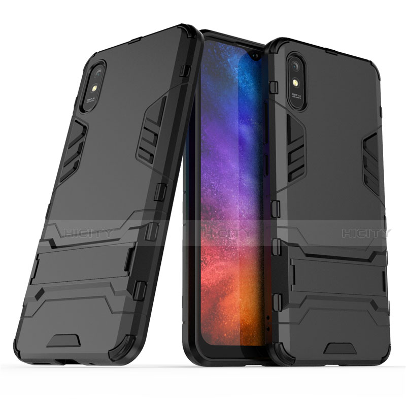 Funda Bumper Silicona y Plastico Mate Carcasa con Soporte R01 para Xiaomi Redmi 9i