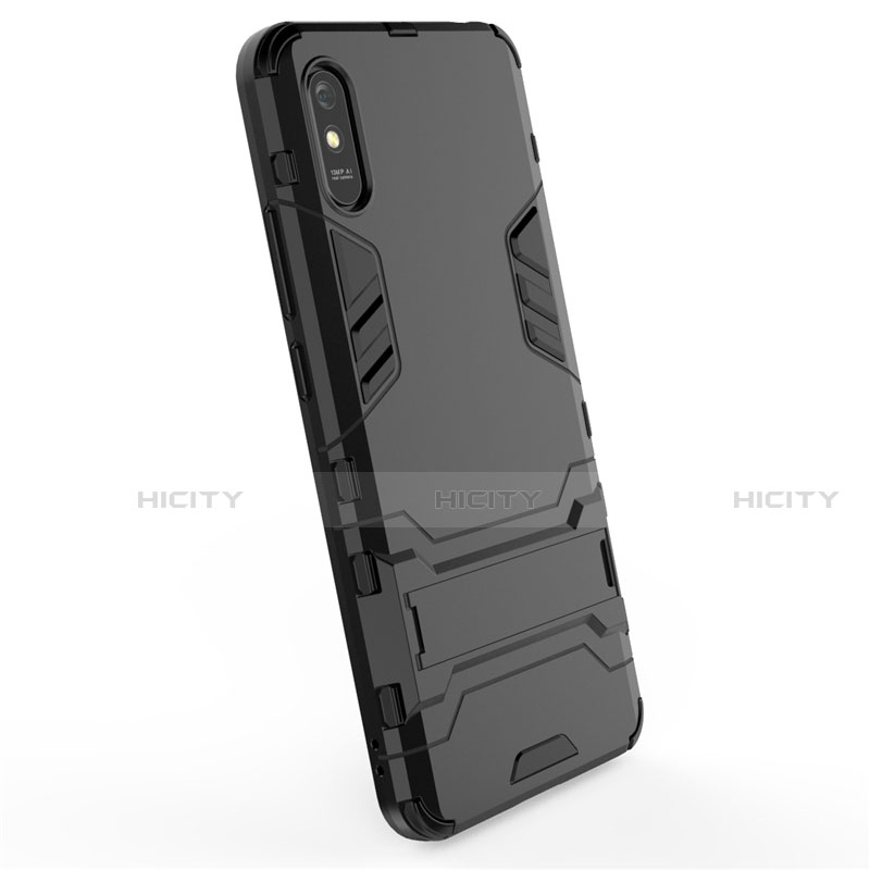 Funda Bumper Silicona y Plastico Mate Carcasa con Soporte R01 para Xiaomi Redmi 9i