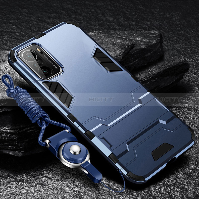 Funda Bumper Silicona y Plastico Mate Carcasa con Soporte R01 para Xiaomi Redmi K40 Pro 5G