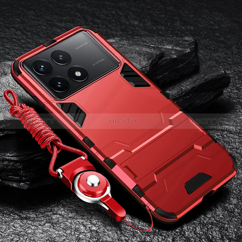 Funda Bumper Silicona y Plastico Mate Carcasa con Soporte R01 para Xiaomi Redmi K70 5G