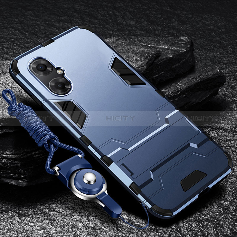 Funda Bumper Silicona y Plastico Mate Carcasa con Soporte R01 para Xiaomi Redmi Note 11R 5G Azul