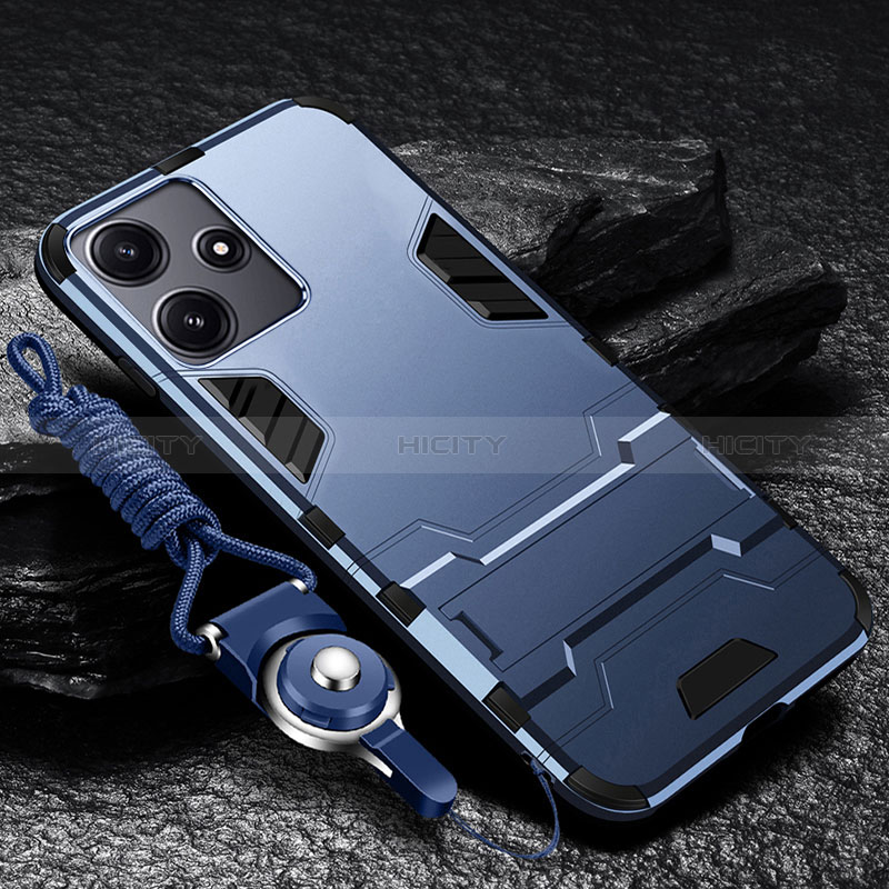 Funda Bumper Silicona y Plastico Mate Carcasa con Soporte R01 para Xiaomi Redmi Note 12R 5G