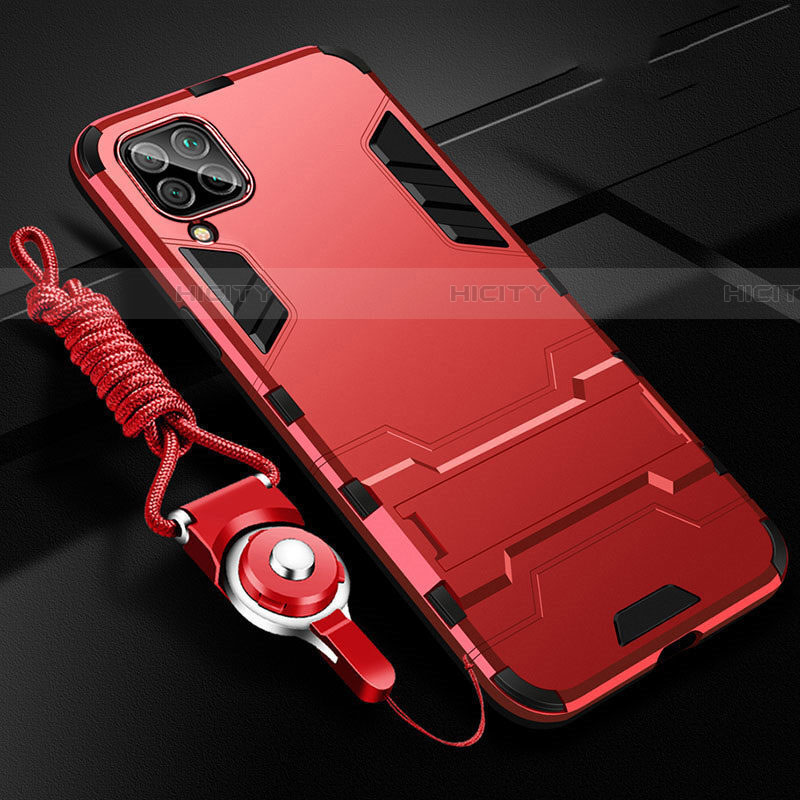 Funda Bumper Silicona y Plastico Mate Carcasa con Soporte R02 para Huawei P40 Lite Rojo