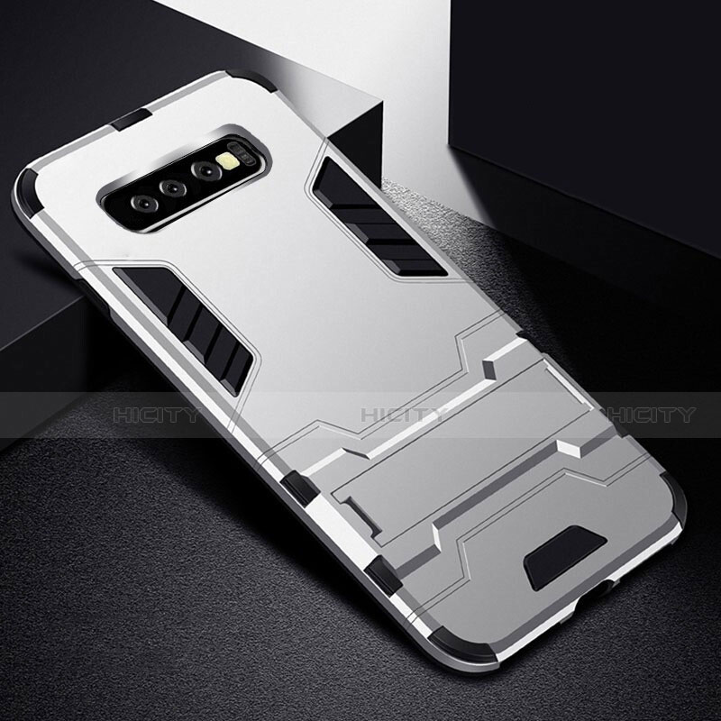 Funda Bumper Silicona y Plastico Mate Carcasa con Soporte R02 para Samsung Galaxy S10 5G