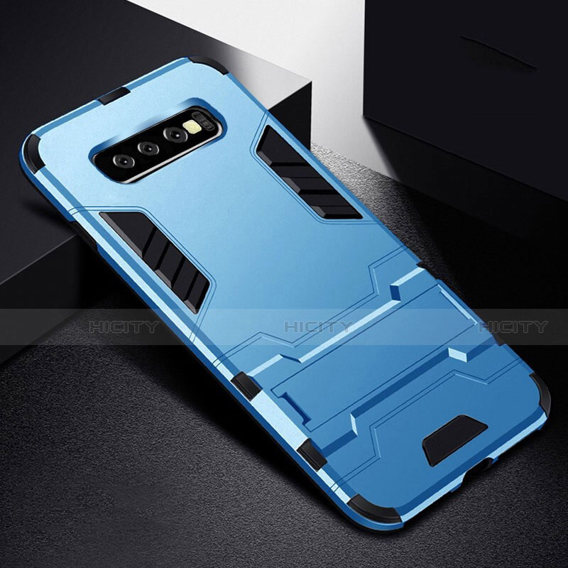 Funda Bumper Silicona y Plastico Mate Carcasa con Soporte R02 para Samsung Galaxy S10 Plus