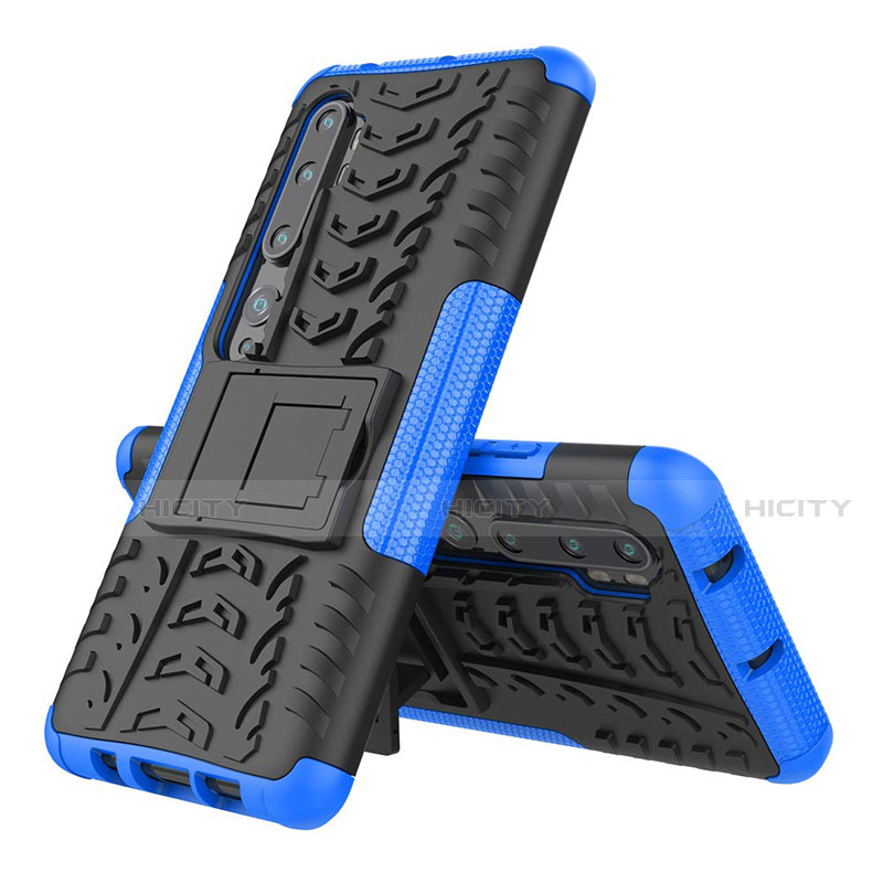 Funda Bumper Silicona y Plastico Mate Carcasa con Soporte R02 para Xiaomi Mi Note 10